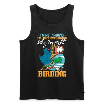 Ich erkläre nur, warum ich mit der Vogelbeobachtung Recht habe - Männer Premium Bio Tank Top - Schwarz - Vorne - AI Model Male 178 light (178cm)