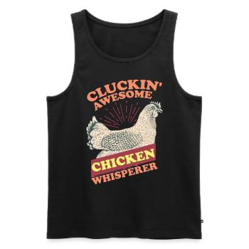 Chuchoteur de poulet - Débardeur bio Premium Homme - noir - Devant - AI Model Male 178 light (178cm)