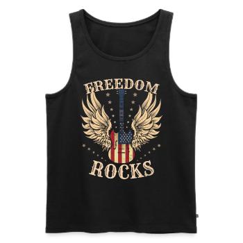 Freedom Rocks American Flag Gitarre - Männer Premium Bio Tank Top - Schwarz - Vorne - Michal (187cm)