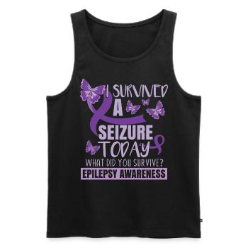I Survive A Seizure Today - Men's Premium Organic Tank Top - black - Front - AI Model Male 178 light (178cm)