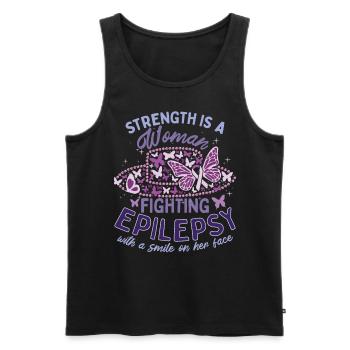 Strength Is A Woman Fighting Epilepsy Warrior - Men's Premium Organic Tank Top - black - Front - AI Model Male 178 light (178cm)