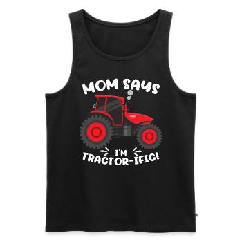 Mama sagt, ich bin Traktor-ific | Boy Farmer Traktor - Männer Premium Bio Tank Top - Schwarz - Vorne - Michal (187cm)