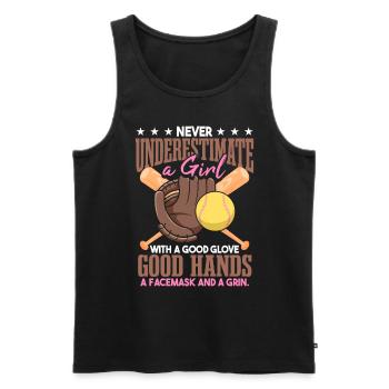 Never Underestimate A Softball Girl - Men's Premium Organic Tank Top - black - Front - Michal (187cm)