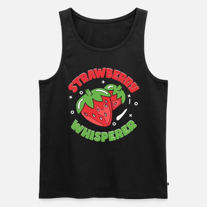 Erdbeer-Flüsterer - Männer Premium Bio Tank Top - Schwarz