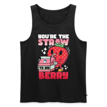 Du bist der Strohhalm zu meiner Beerenerdbeere - Männer Premium Bio Tank Top - Schwarz - Vorne - AI Model Male 178 light (178cm)