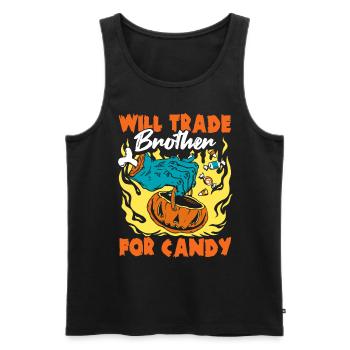 Échangera son frère contre des bonbons drôles d’Halloween - Débardeur bio Premium Homme - noir - Devant - AI Model Male 178 light (178cm)