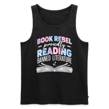 Proudly Reading Banned Literature - Men's Premium Organic Tank Top - black - Front - AI Model Male 178 light (178cm)