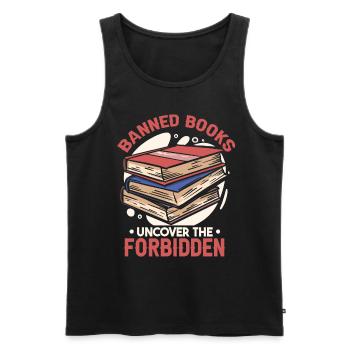 Banned Books Uncover The Forbidden - Men's Premium Organic Tank Top - black - Front - AI Model Male 178 light (178cm)