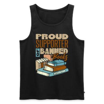 Fier partisan des livres interdits - Débardeur bio Premium Homme - noir - Devant - Michal (187cm)