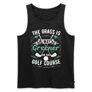 L’herbe est toujours plus verte sur le terrain de golf - Débardeur bio Premium Homme - noir - Devant - AI Model Male 178 light (178cm)