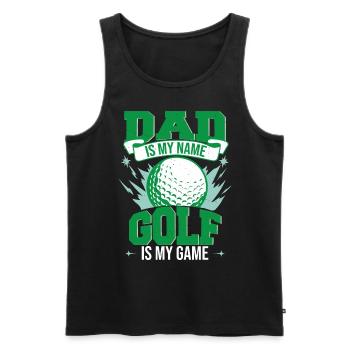 Papa ist mein Name Golf ist mein Spiel - Männer Premium Bio Tank Top - Schwarz - Vorne - Michal (187cm)