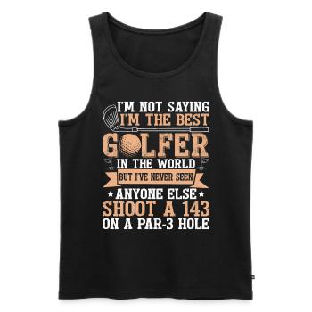Funny Golf Player Golfing - Men's Premium Organic Tank Top - black - Front - AI Model Male 178 light (178cm)