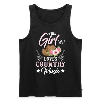 Cette fille aime la musique country - Débardeur bio Premium Homme - noir - Devant - AI Model Male 178 light (178cm)