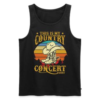 Ceci est ma chemise de concert country - Débardeur bio Premium Homme - noir - Devant - AI Model Male 178 light (178cm)