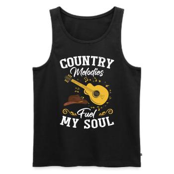 Les mélodies country nourrissent mon âme - Débardeur bio Premium Homme - noir - Devant - AI Model Male 178 light (178cm)