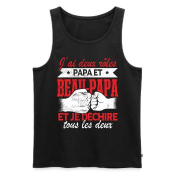 Cadeau Beau-Papa Beau-Père Fête des Pères Famille - Débardeur bio Premium Homme - noir - Devant - Michal (187cm)