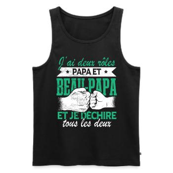 Papa Et Beau Papa Fête des Pères - Débardeur bio Premium Homme - noir - Devant - Michal (187cm)