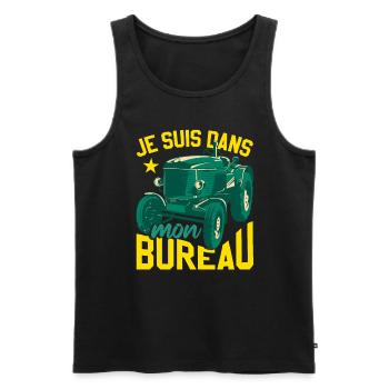 Je Suis Dans Mon Bureau Tracteur - Débardeur bio Premium Homme - noir - Devant - Michal (187cm)