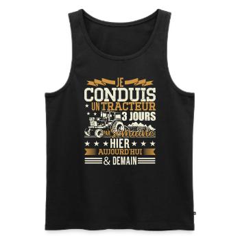Fermier Tracteur Humour Homme Paysan - Débardeur bio Premium Homme - noir - Devant - Michal (187cm)