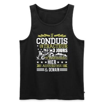 Conducteur Tracteur Humour - Débardeur bio Premium Homme - noir - Devant - AI Model Male 178 light (178cm)