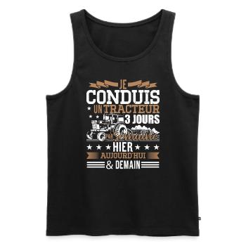 Drôle Tracteur Cadeaux - Débardeur bio Premium Homme - noir - Devant - Michal (187cm)