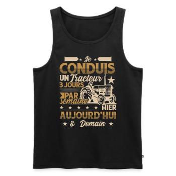 Tracteur Humour Hommes Paysan Fermier Agriculteur - Débardeur bio Premium Homme - noir - Devant - AI Model Male 178 light (178cm)