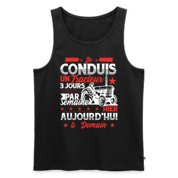 Conducteur Tracteur - Débardeur bio Premium Homme - noir - Devant - Michal (187cm)