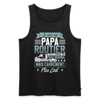 Papa Routier Hommes Chauffeur De Poids Lourd - Débardeur bio Premium Homme - noir - Devant - Michal (187cm)