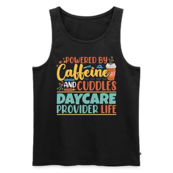 Powered By Caffeine And Cuddles - Men's Premium Organic Tank Top - black - Front - Michal (187cm)