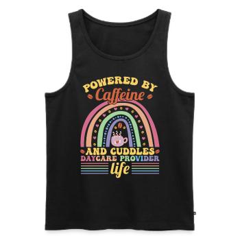 Powered By Caffeine And Cuddles - Men's Premium Organic Tank Top - black - Front - Michal (187cm)