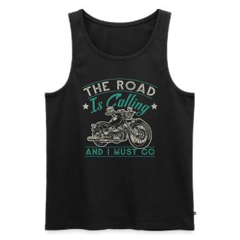 The Road Is Calling And I Must Go - Men's Premium Organic Tank Top - black - Front - Michal (187cm)
