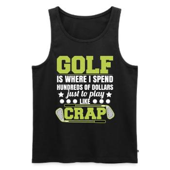 Golf Funny - Men's Premium Organic Tank Top - black - Front - AI Model Male 178 light (178cm)