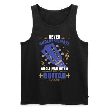 Never Underestimate An Old Man With A Guitar - Men's Premium Organic Tank Top - black - Front - AI Model Male 178 light (178cm)