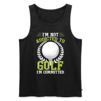 Ich bin nicht süchtig nach Golf, ich bin engagiert - Männer Premium Bio Tank Top - Schwarz - Vorne - AI Model Male 178 light (178cm)