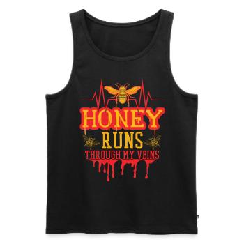 Honig fließt durch meine Adern - Männer Premium Bio Tank Top - Schwarz - Vorne - Michal (187cm)