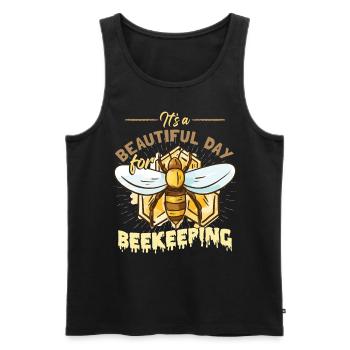 Apiculture Nid d’abeilles Ruche d’abeilles - Débardeur bio Premium Homme - noir - Devant - Michal (187cm)