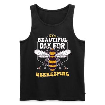 Apiculture Citation Femmes - Débardeur bio Premium Homme - noir - Devant - Michal (187cm)