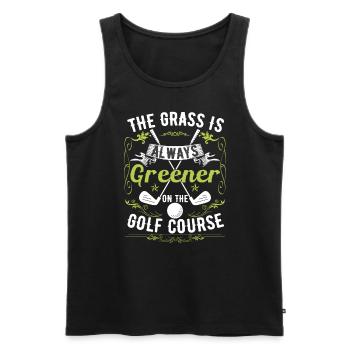 Funny Golf Course Quote Golfer Golfing - Men's Premium Organic Tank Top - black - Front - AI Model Male 178 light (178cm)