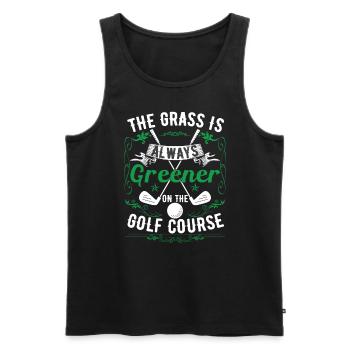 L’herbe est toujours plus verte sur le terrain de golf - Débardeur bio Premium Homme - noir - Devant - AI Model Male 178 light (178cm)