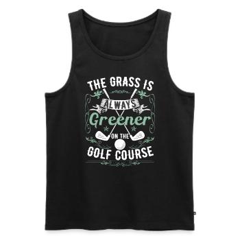 L’herbe est toujours plus verte sur le terrain de golf - Débardeur bio Premium Homme - noir - Devant - AI Model Male 178 light (178cm)