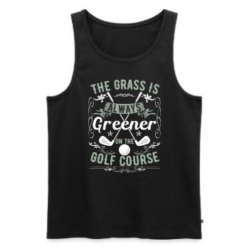 L’herbe est toujours plus verte sur le terrain de golf - Débardeur bio Premium Homme - noir - Devant - AI Model Male 178 light (178cm)
