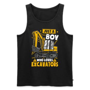 Just A Boy Who Loves Excavators - Men's Premium Organic Tank Top - black - Front - Michal (187cm)