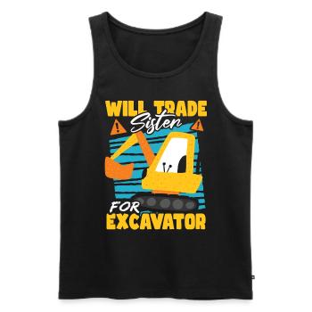 Will Trade Sister For Excavator Construction - Men's Premium Organic Tank Top - black - Front - AI Model Male 178 light (178cm)
