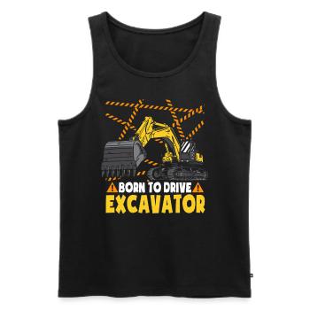 Toddler Excavator Construction Vehicle - Men's Premium Organic Tank Top - black - Front - AI Model Male 178 light (178cm)
