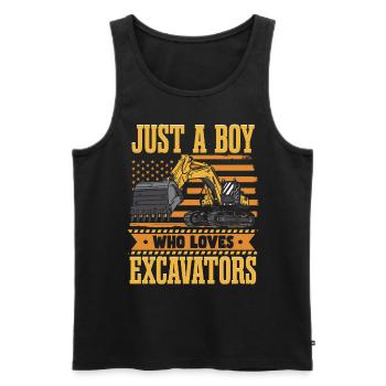 Just A Boy Who Loves Excavators - Men's Premium Organic Tank Top - black - Front - AI Model Male 178 light (178cm)