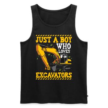 Just A Boy Who Loves Excavators - Men's Premium Organic Tank Top - black - Front - AI Model Male 178 light (178cm)