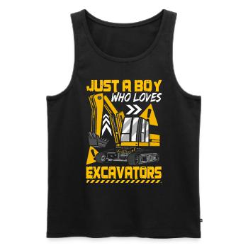 Just A Boy Who Loves Excavators - Men's Premium Organic Tank Top - black - Front - Michal (187cm)