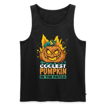Halloween La citrouille la plus cool du patch - Débardeur bio Premium Homme - noir - Devant - Michal (187cm)