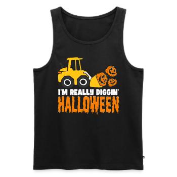 Citrouille excavatrice d’Halloween - Débardeur bio Premium Homme - noir - Devant - Michal (187cm)