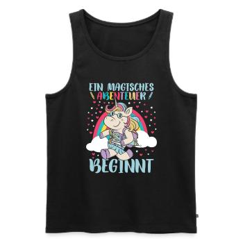 Schulranzen Einhorn Schulanfang Schulkind - Männer Premium Bio Tank Top - Schwarz - Vorne - Michal (187cm)